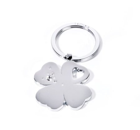 Key ring four-leaf clover with SWAROVSKI
